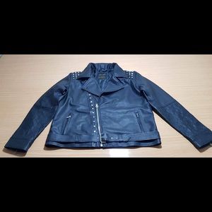 Men xxl biker jacket lambskin leather embellished